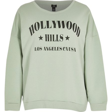Green 'Hollywood hills' sweatshirt | River Island
