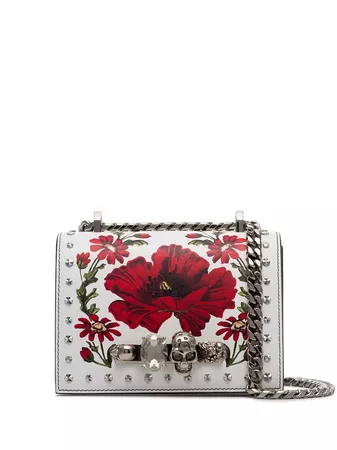 Alexander McQueen white knuckleduster floral print crossbody leather bag £1,695 - Shop SS19 Online - Fast Delivery, Free Returns