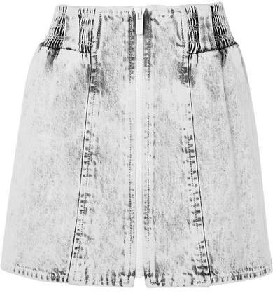 Printed Denim Mini Skirt - Gray