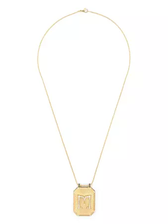 Marie Lichtenberg 18kt Yellow Gold M Letter Scapular Diamond Necklace - Farfetch
