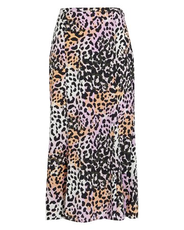 Veronica Beard Diane Leopard Printed Silk Skirt | INTERMIX®