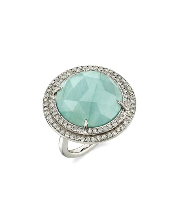 Sheryl Lowe Double Halo Round Aquamarine Ring