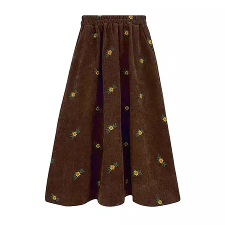 Floral Embroidery Corduroy Skirt | BOOGZEL CLOTHING – Boogzel Clothing
