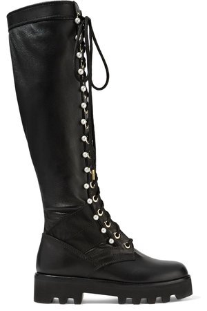 Cosmo faux pearl-embellished leather knee boots | ALTUZARRA | Sale up to 70% off | THE OUTNET