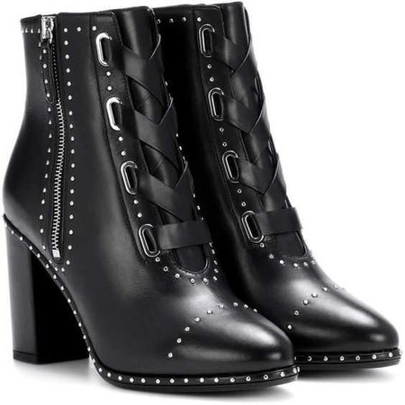 Aquazzura Guns & Roses 85 Leather Ankle Boots (61.255 RUB) ❤ liked on Polyvore featuring shoes, boots, ankle booties, own, black, black leather ankle booties, black leather boots, leather boots, short