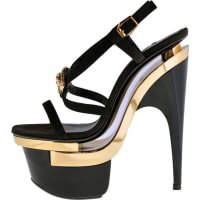Black & Gold Platform Sandal Heels