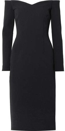 Mondrian Off-the-shoulder Crepe Midi Dress - Black