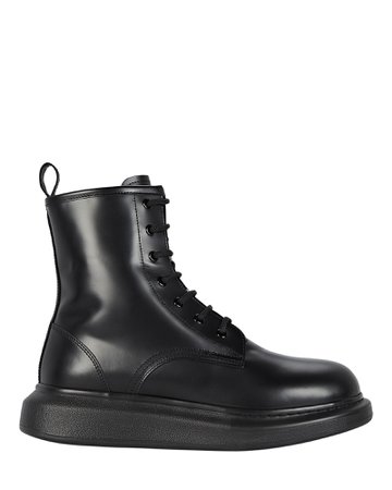 Alexander McQueen Leather Lace-Up Combat Boots | INTERMIX®