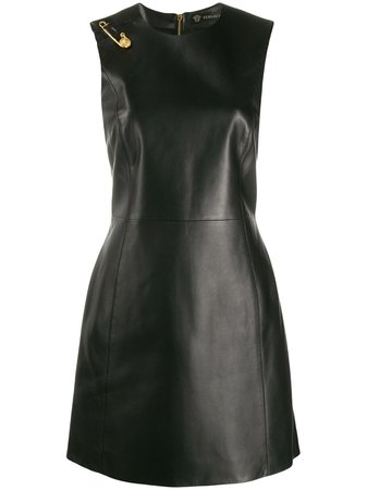 Versace safety-pin Sleeveless Leather Dress - Farfetch