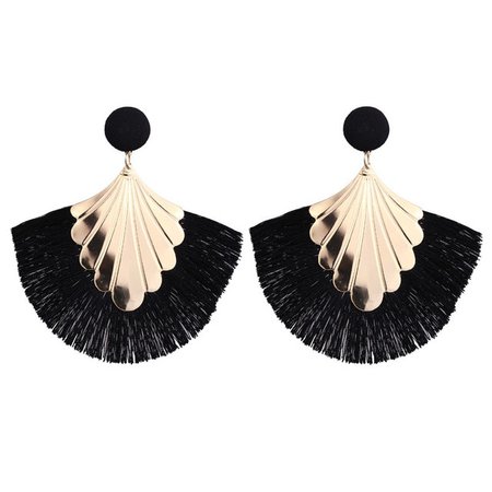 Hot Bohemia Fan Shaped Drop Tassel Earrings For Women Exaggerated Big Statement Fringed Earrings Vintage Dangle Earrings-in Drop Earrings from Jewelry & Accessories on Aliexpress.com | Alibaba Group