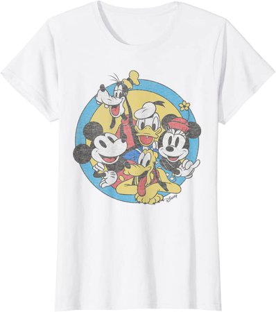 Amazon.com: Disney Mickey And Friends Retro Group Shot T-Shirt: Clothing