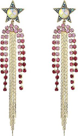 Betsey Johnson Star Chandelier Earrings Pink One Size: Jewelry