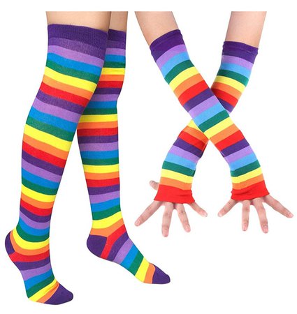 rainbow gloves and socks