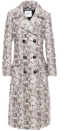 Ainea Snake-print Faux Leather Trench Coat