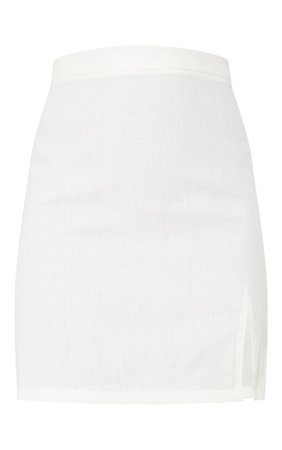 White Linen Split Hem Mini Skirt | PrettyLittleThing USA
