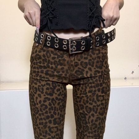 Punk girl animal print 🐆 tight fit skinny jeans. Stretchy I - Depop