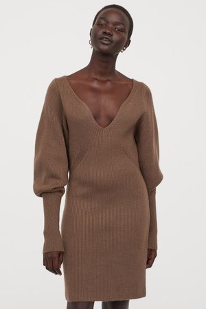 Rib-knit Dress - Brown - Ladies | H&M US