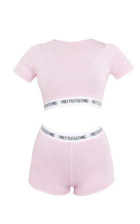 Prettylittlething Tape Pink Shorts Pj Set | PrettyLittleThing USA