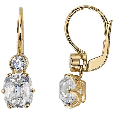 3.13ctw GIA Certified Diamonds Set in Handcrafted 18k Yellow Gold Drop Earrings For Sale at 1stDibs