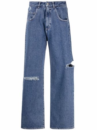 ICON DENIM Poppy distressed-effect wide-leg Jeans - Farfetch