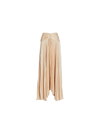 beige pleated long skirt maxi