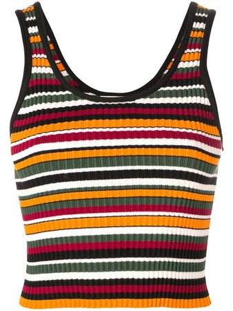 yellow red black striped top