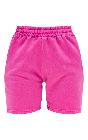 Hot Pink Washed Sweat Runner Shorts | PrettyLittleThing CA