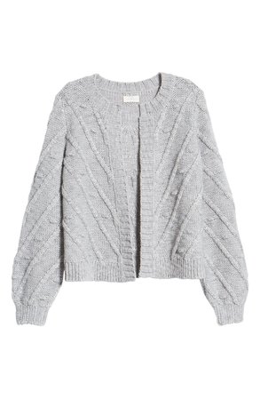 Lucky Brand Bobble & Cable Knit Cardigan grey