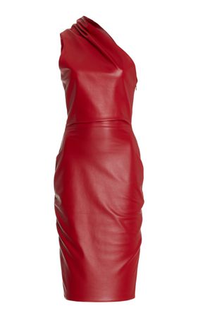 Melrose Asymmetric Leather Midi Dress By Ludovic De Saint Sernin | Moda Operandi
