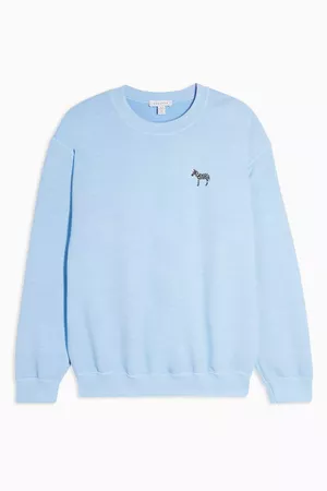 Zebra Emoji Sweatshirt Blue Casual | Topshop