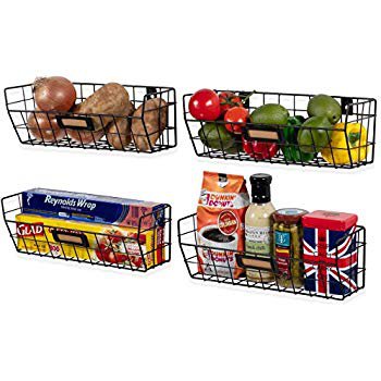 Amazon.com: Wall35 Kansas Wall Mounted Kitchen Storage Metal Wire Fruit Basket Varying Sizes, Set of 3, Black: Kitchen & Dining