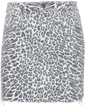 Leopard-print Denim Mini Skirt