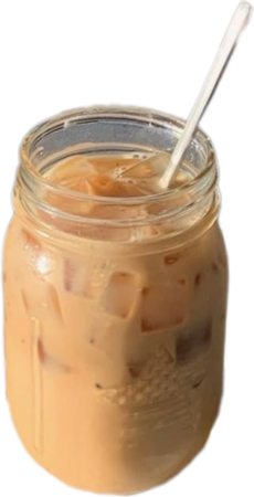 iced milk coffee in jam jar