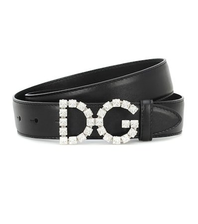 Embellished DG leather belt