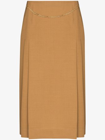 Shop brown Victoria Beckham chain detail midi skirt with Express Delivery - Farfetch