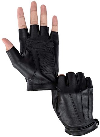 Driving Gloves Men Fingerless Leather Gloves Thin Half Finger Black Glove (PU/with mat S) at Amazon Men’s Clothing store