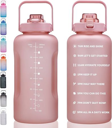 Amazon.com : ST-YIBEN 128oz Large Motivational Water Bottle with Time Marker,Leakproof & BPA Free 1/One Gallon Big Pink Water Bottle with Straw & Handle Tritan Water Jug for Women Men to Fitness,Gym,Sports : Sports & Outdoors