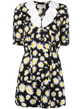 SAINT LAURENT Petal Collar Mini Dress In Daisy