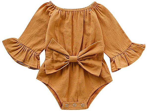WOCACHI Toddler Baby Girls Romper Newborn Infant Bowknot Flutter Sleeve Ruffles Backcross Bodysuit Outfits: Clothing