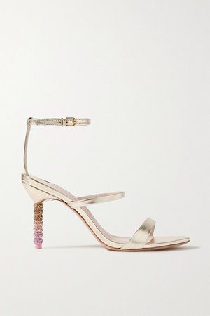Gold Rosalind crystal-embellished metallic leather sandals | Sophia Webster | NET-A-PORTER