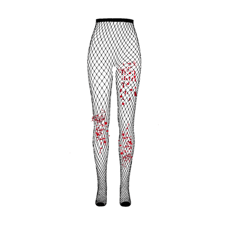 Black Fishnet Tights with Blood Beading (Dei5 edit)