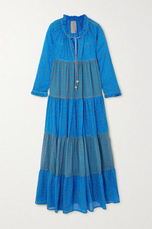 Hippy Tiered Printed Cotton-voile Maxi Dress - Blue