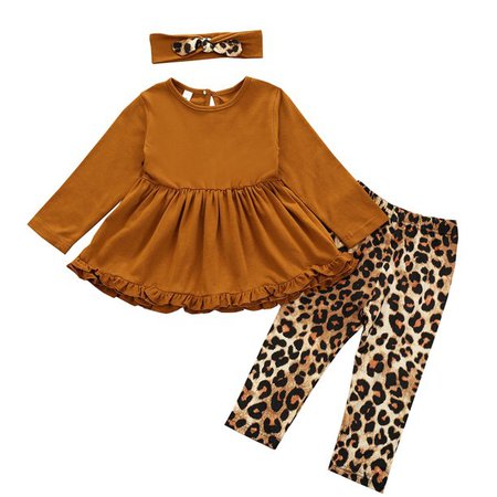 Wayren USA Toddler Girl Ruffle Top Leopard Pants Spring Fall Winter Outfits Set - Walmart.com