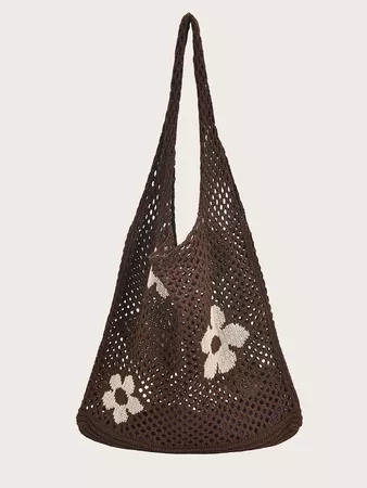 Floral Graphic Crochet Tote Bag | SHEIN USA