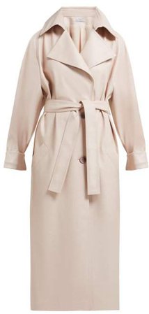 Faux Leather Trench Coat - Womens - Beige