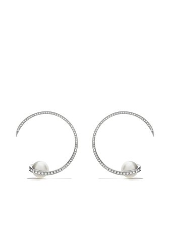 Shop TASAKI 18kt white gold Aurora South Sea pearl and diamond earrings with Express Delivery - FARFETCH