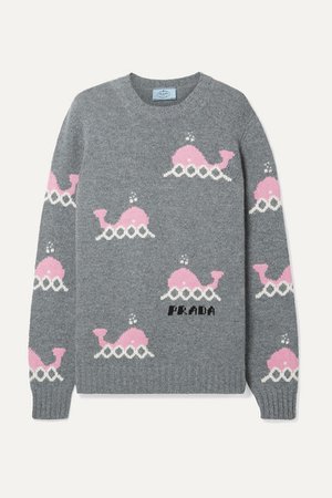 Prada | Intarsia wool and cashmere-blend sweater | NET-A-PORTER.COM
