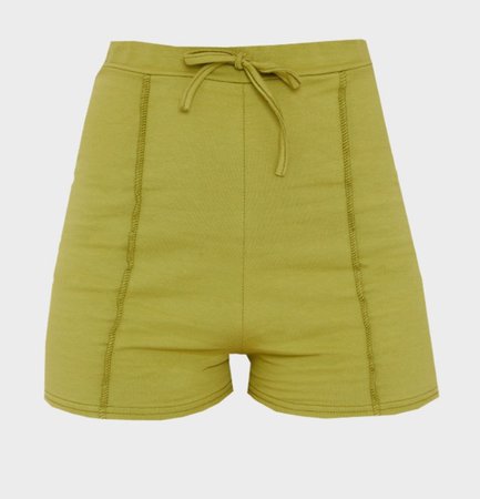 Olive Green Cotton Overlock Seam Hot Pants $25