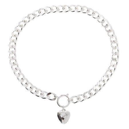 Silver Heart Pendant Chain Necklace | Claire's US