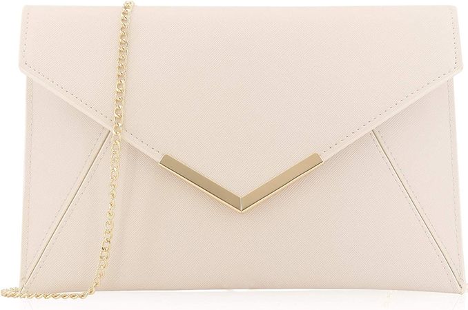 Dexmay Women Envelope Clutch Handbag Medium Saffiano Leather Foldover Clutch Purse Ivory: Handbags: Amazon.com